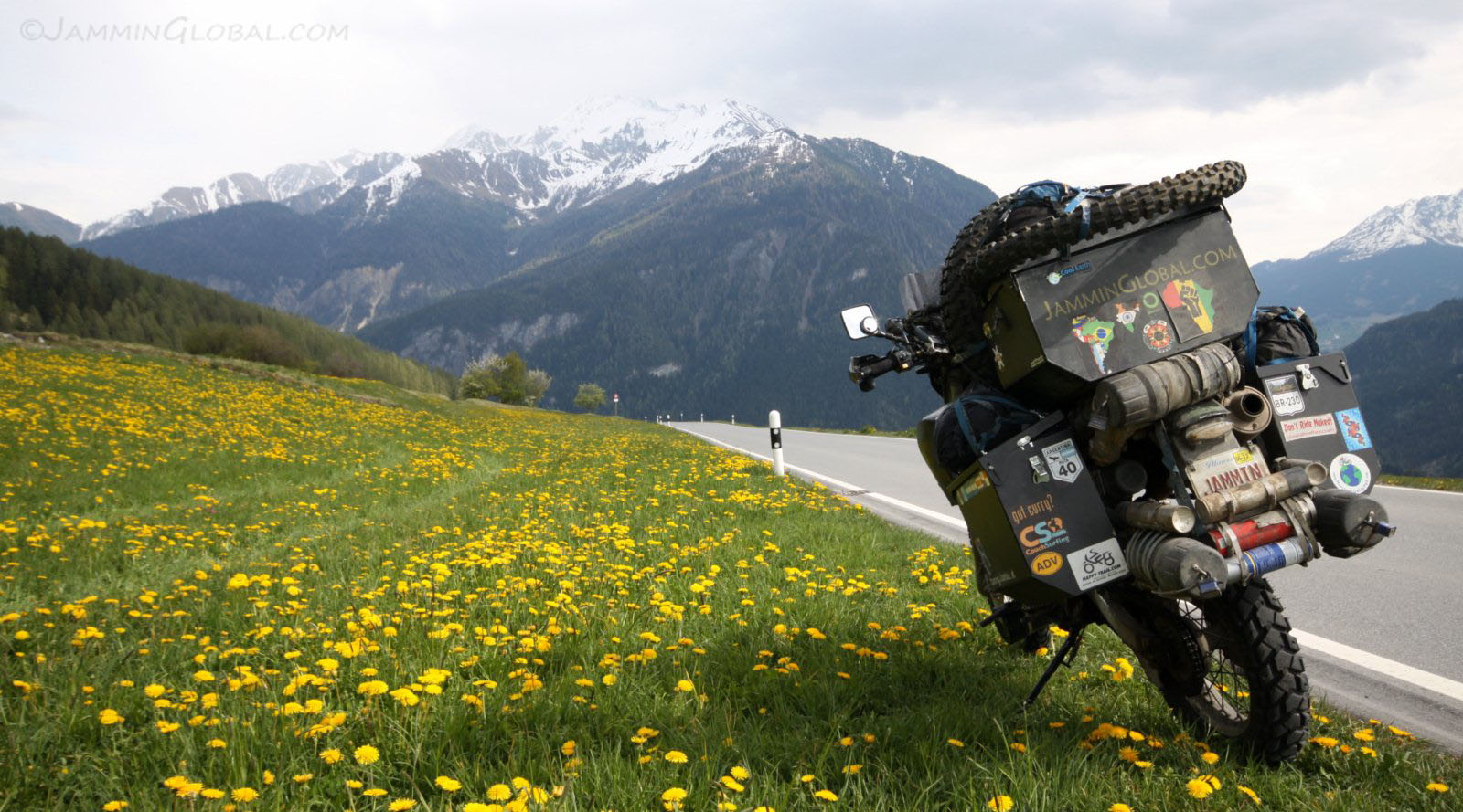 sanDRina riding across the Alps in Switzerland