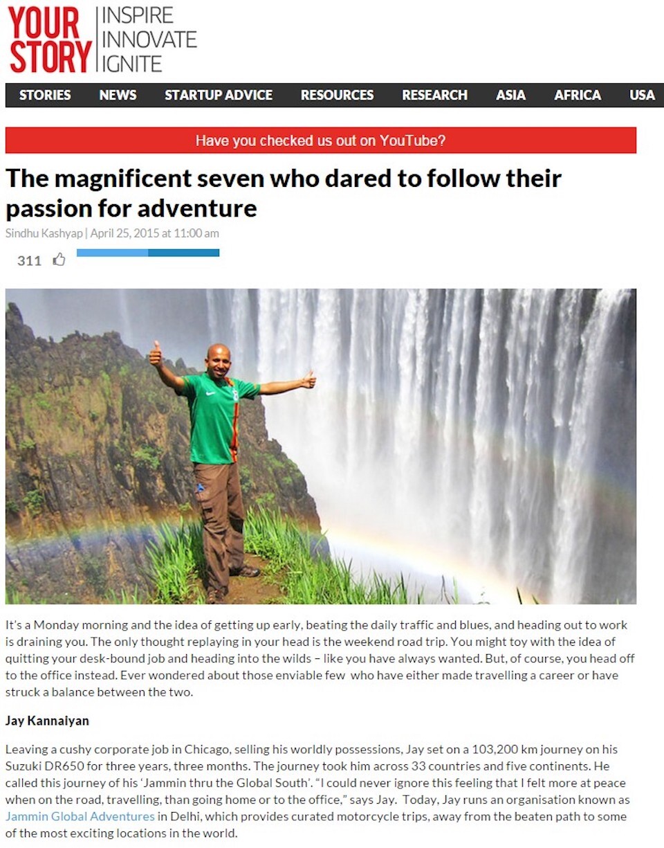 YourStory on Jammin Global Adventures